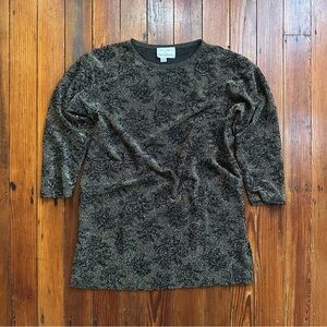 Vintage 90s Kathleen Usherwood for Periphery sheer metallic gold rose top Large